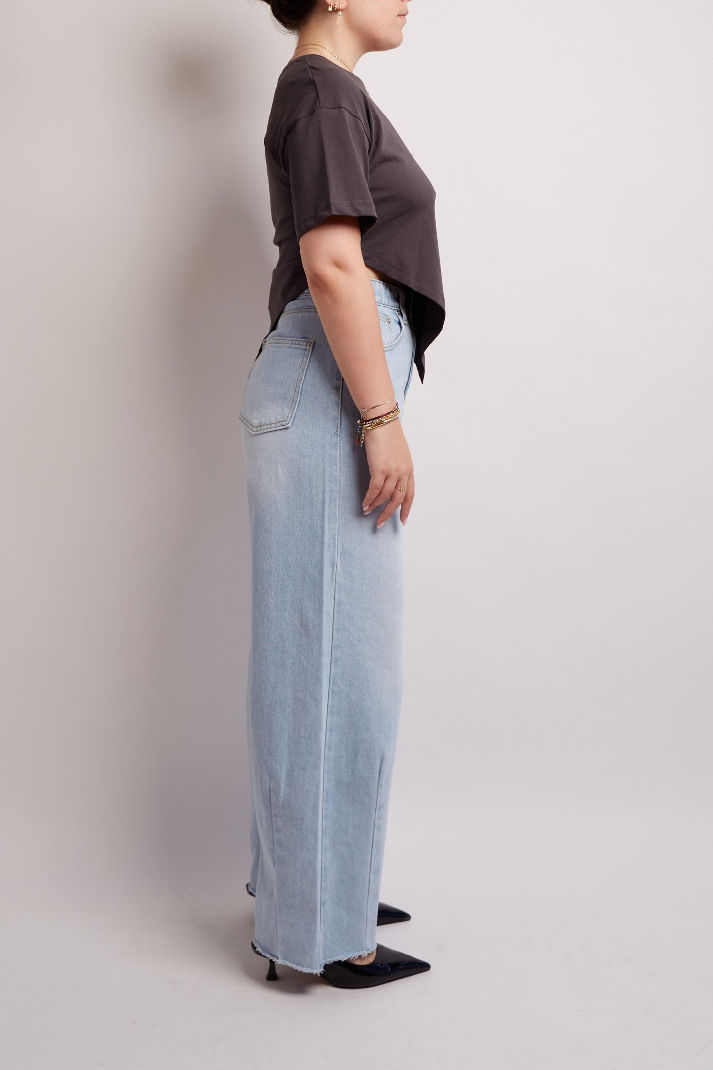 Grey Cut-Out Crop Top