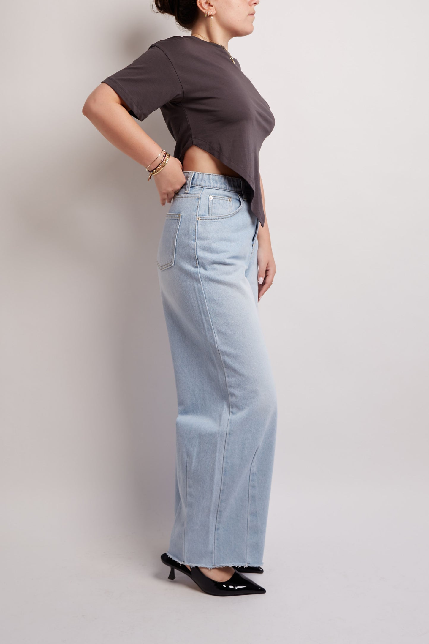 Grey Cut-Out Crop Top