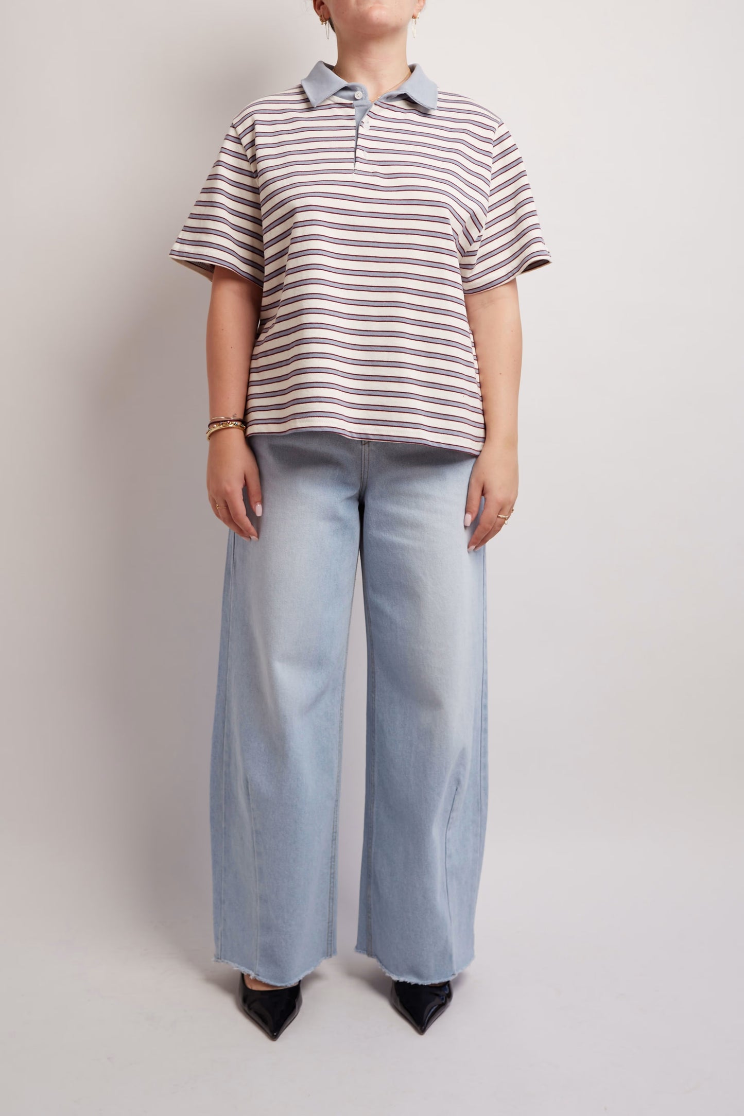 Blue and Red Striped Polo