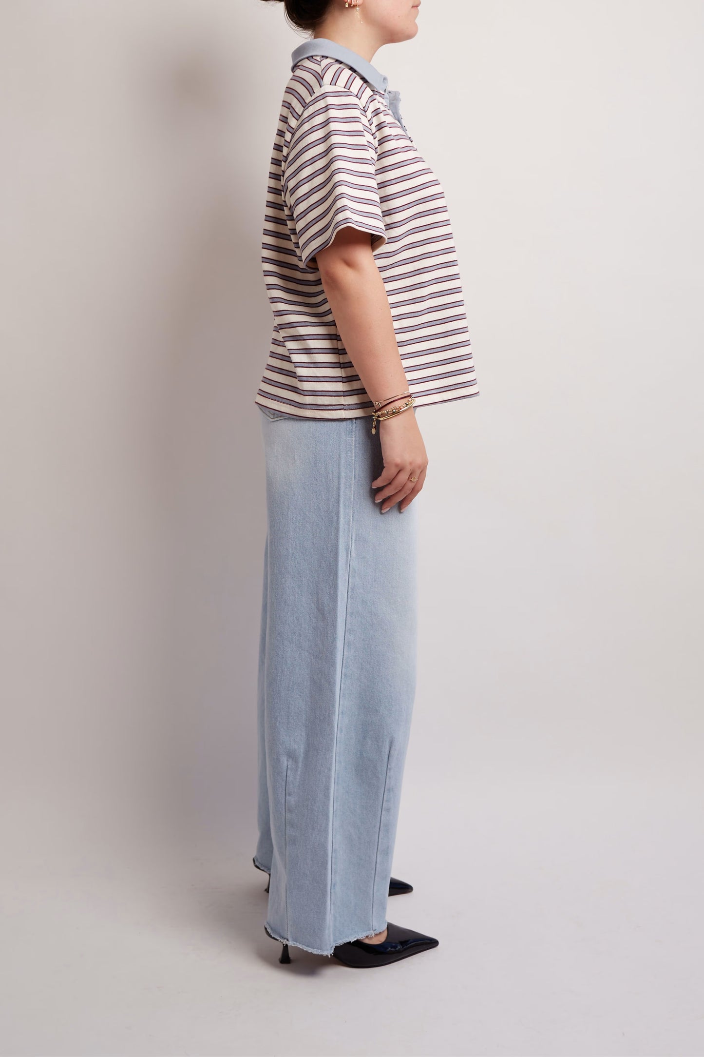Blue and Red Striped Polo