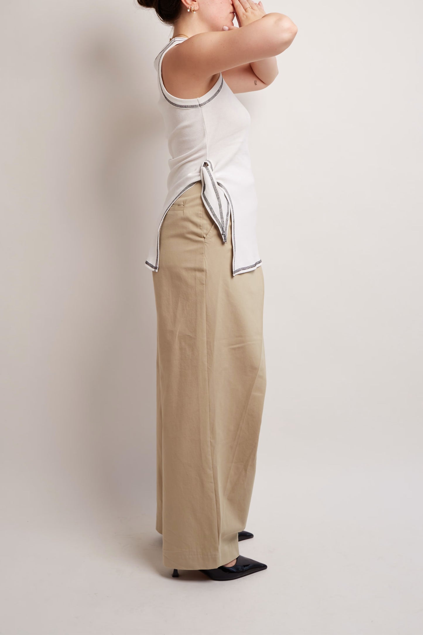 Beige Layered Pants