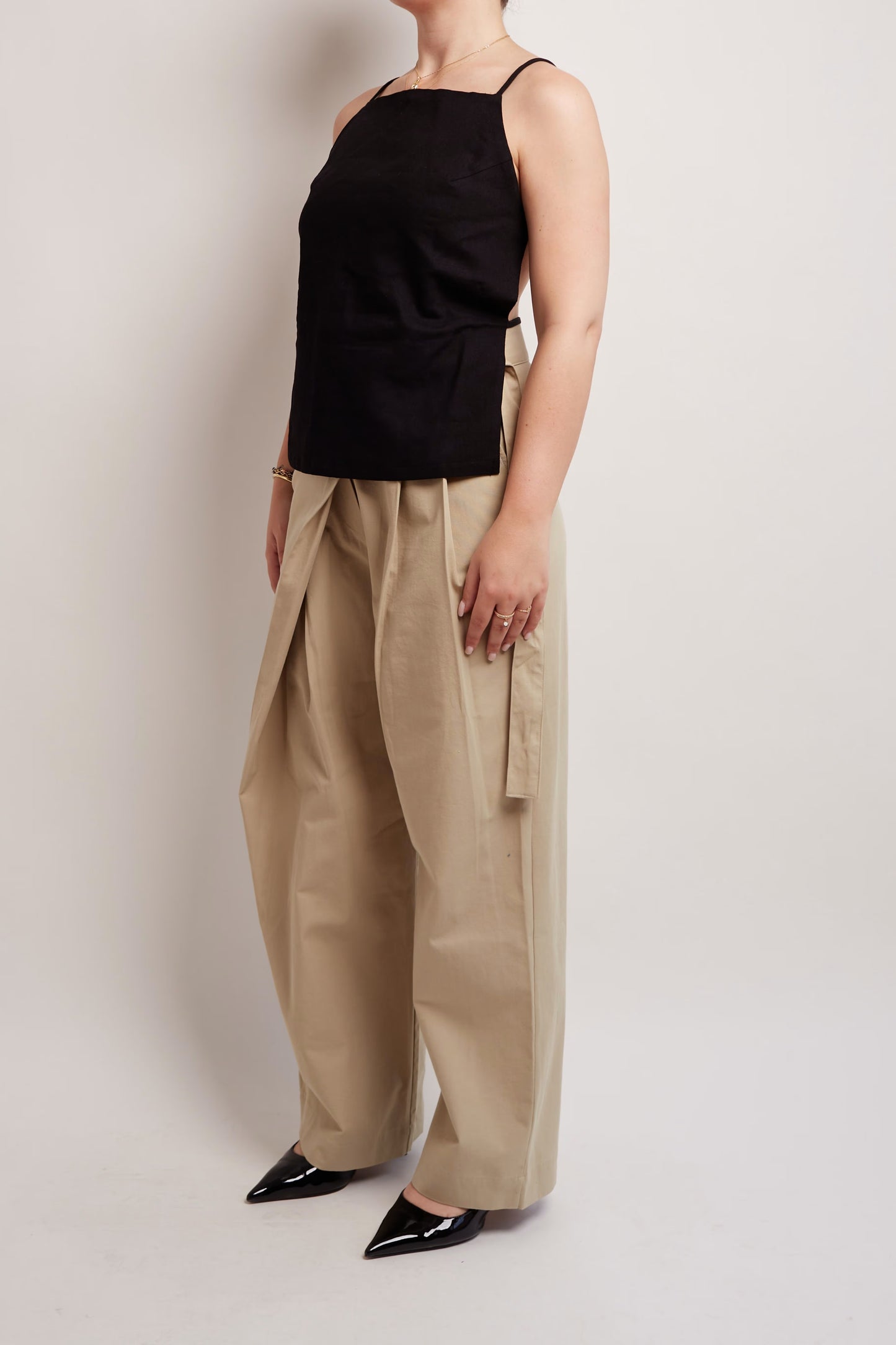 Beige Layered Pants