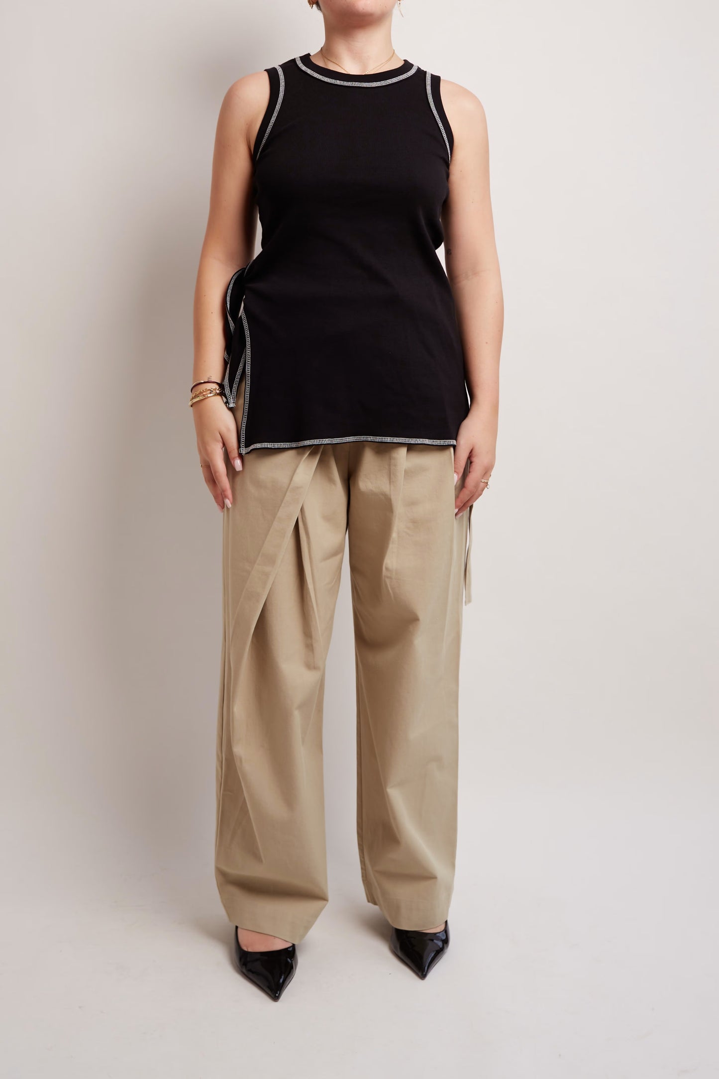 Beige Layered Pants
