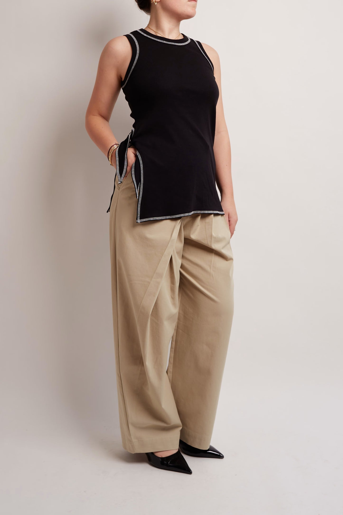 Beige Layered Pants
