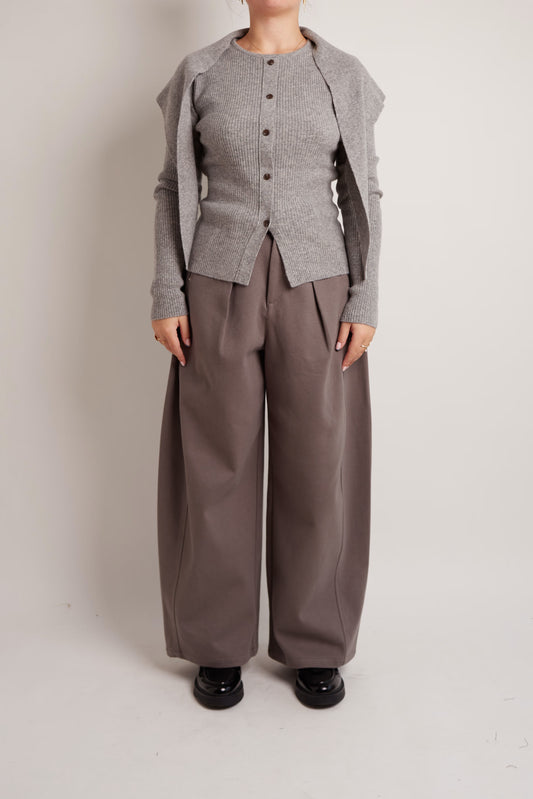 Grey Cardigan With Scarf