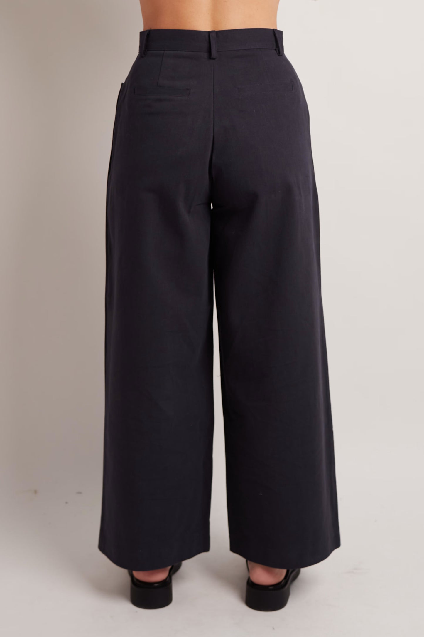 Navy Pintuck Pants
