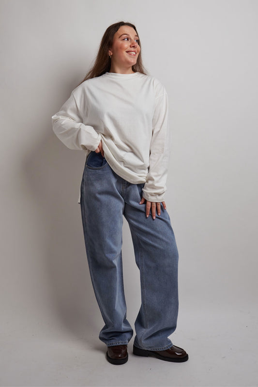 White Long Sleeve Split Shirt