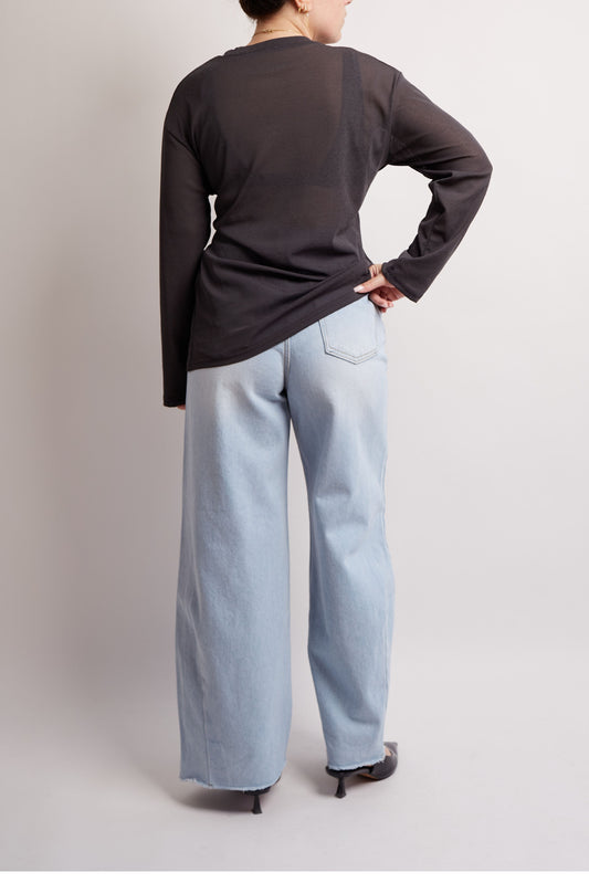 Belted Transparant Charcoal Top