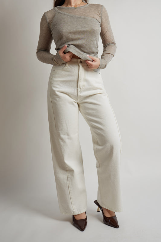 Grey Semi-Transparant Layered Top