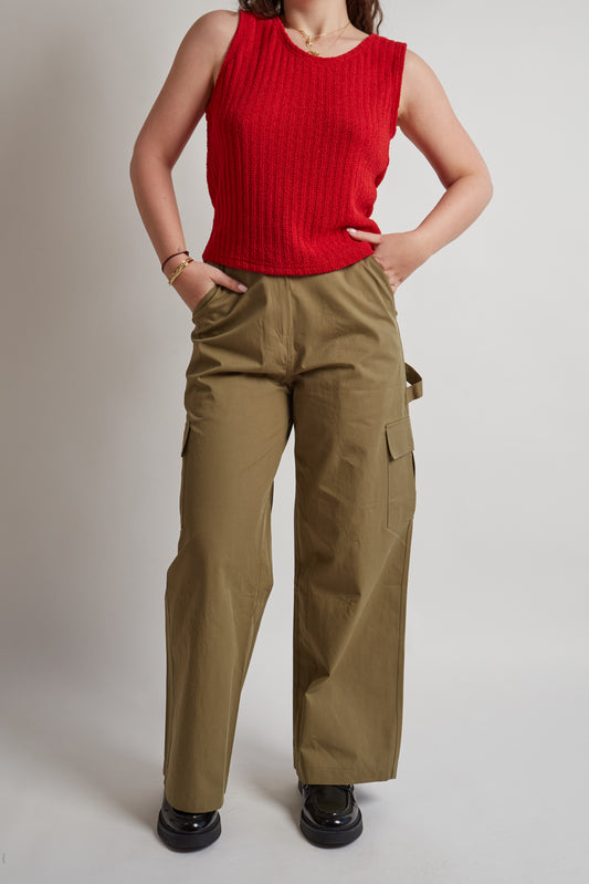 Red Sleeveless Knit Top