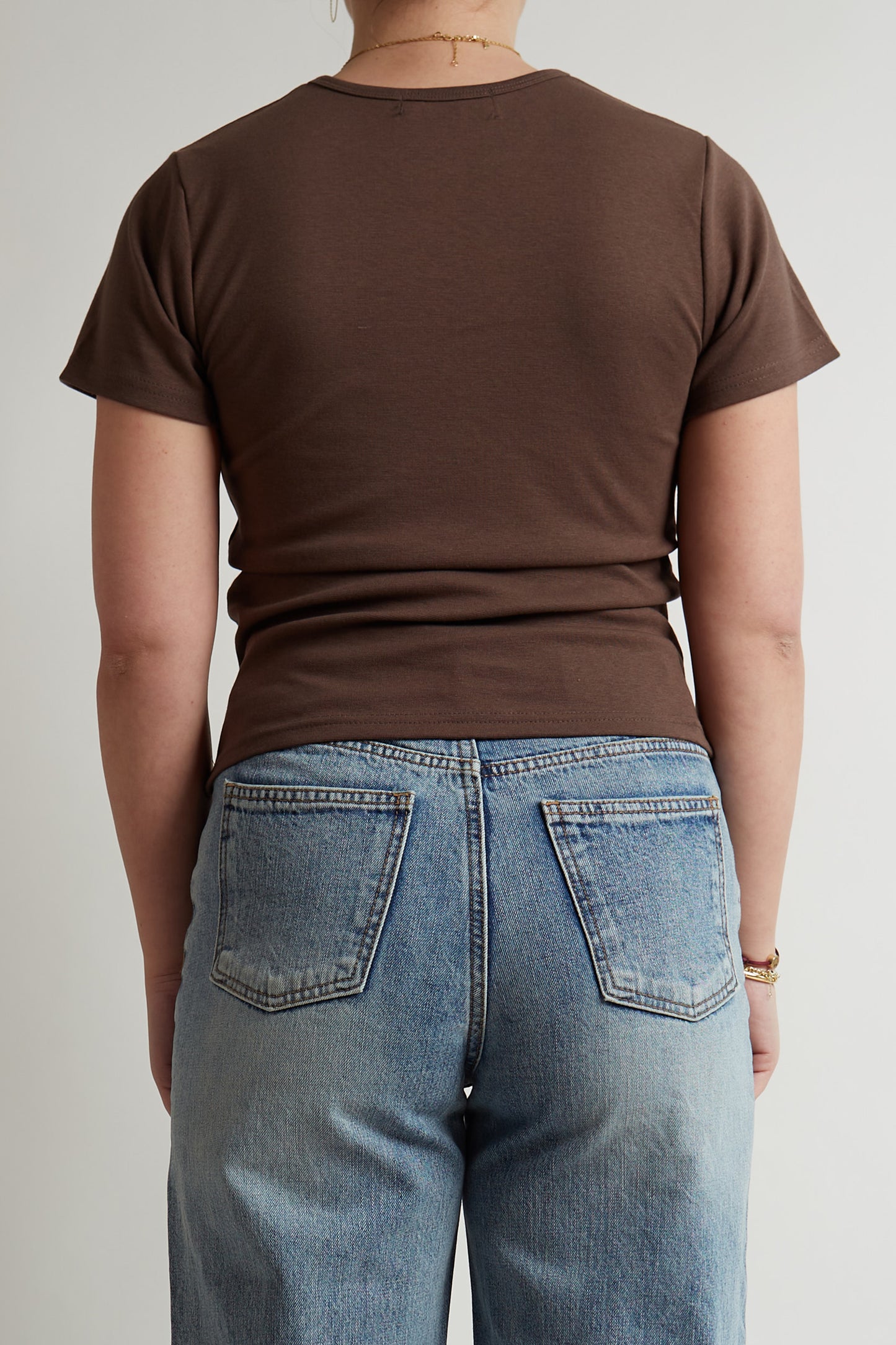Cropped T-shirt In Brown And White