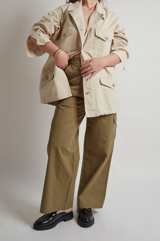 Oversized Cream Military Jacket