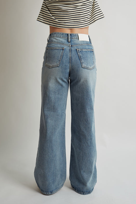 Blauwe high rise jeans