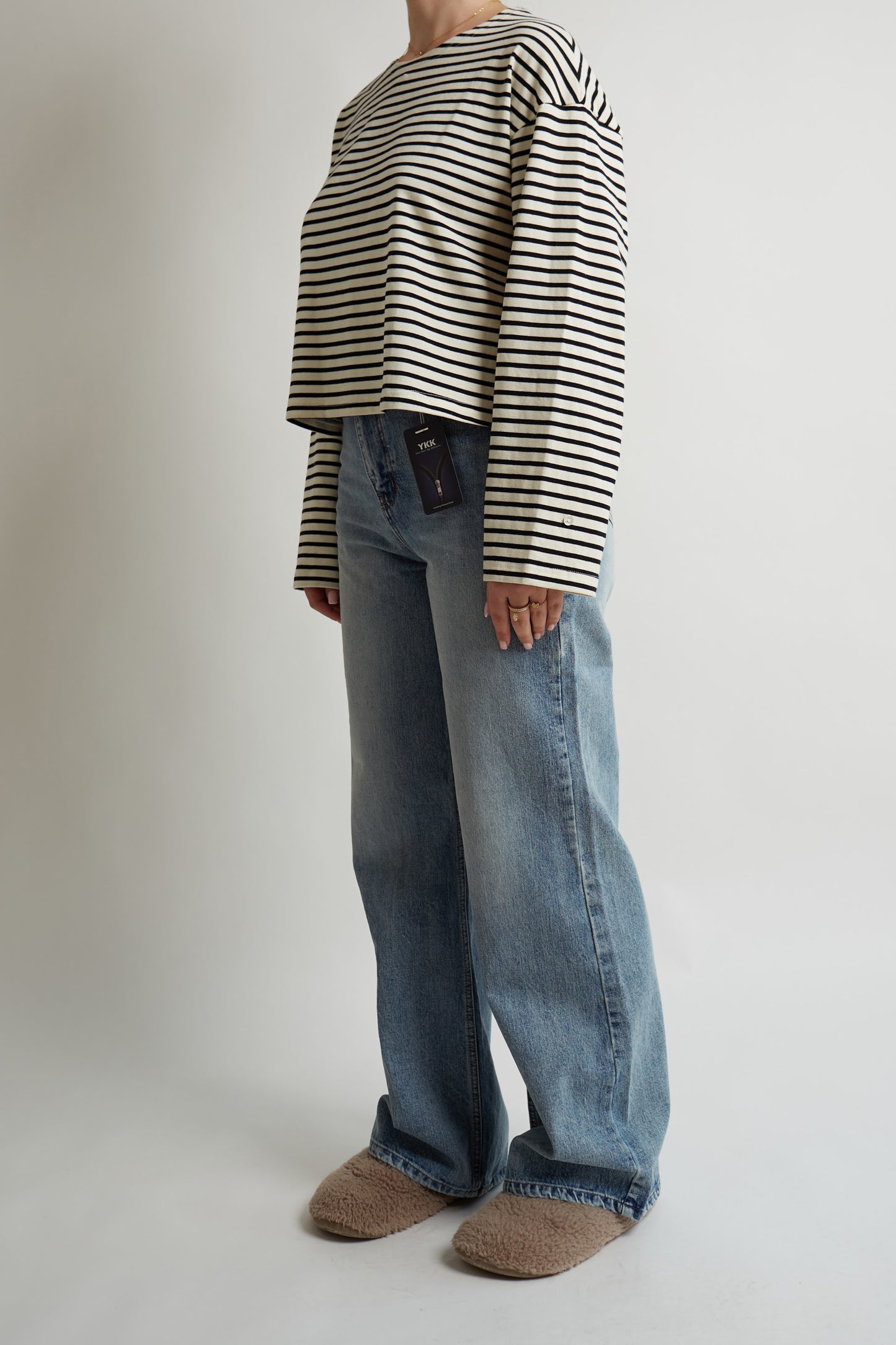 Black & White Striped Cropped Shirt