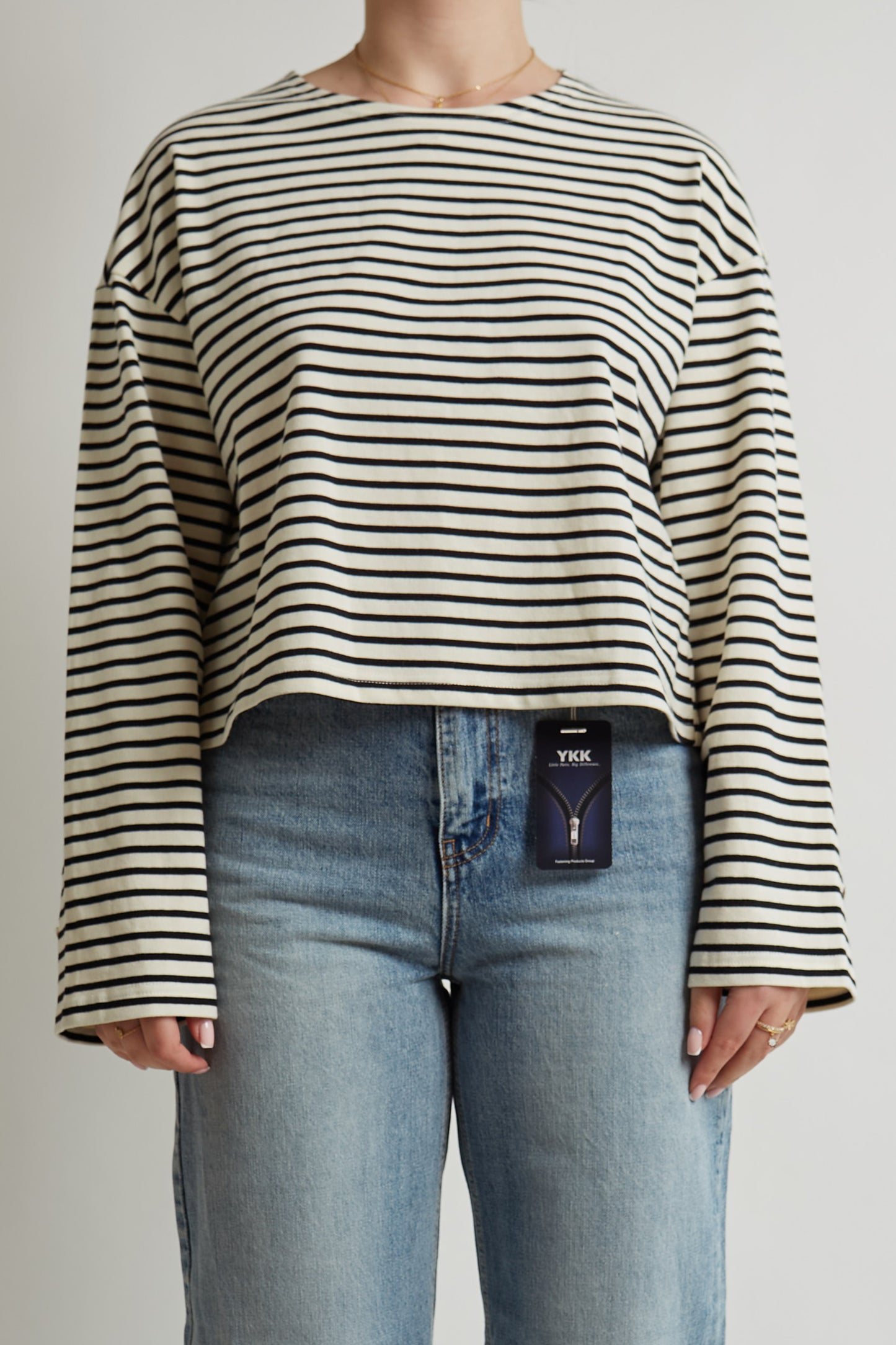 Black & White Striped Cropped Shirt