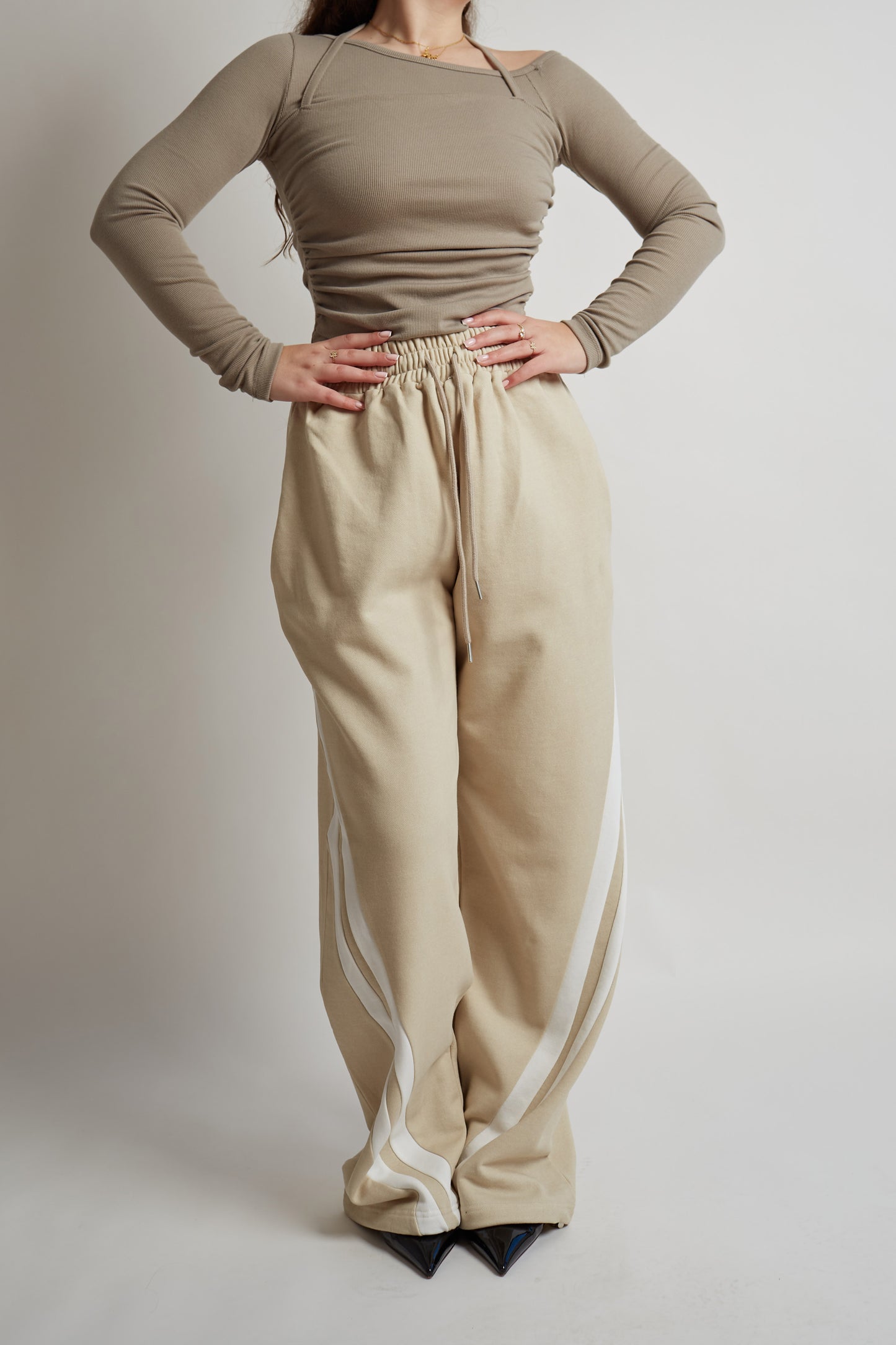 Light Beige Long Sweat Pants