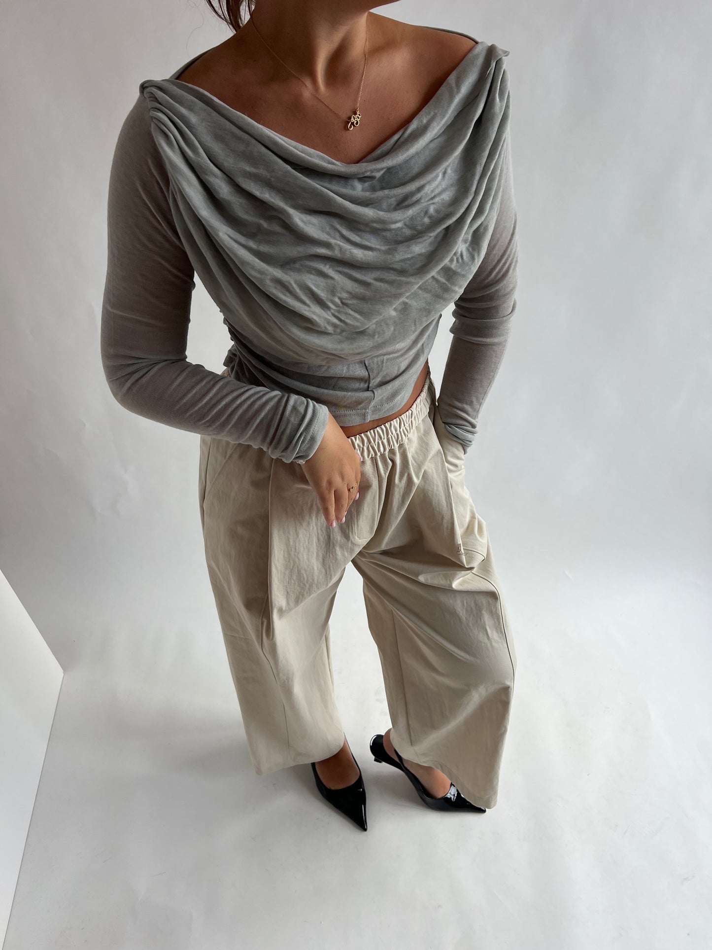 Ivory Low Rise Baggy Pants