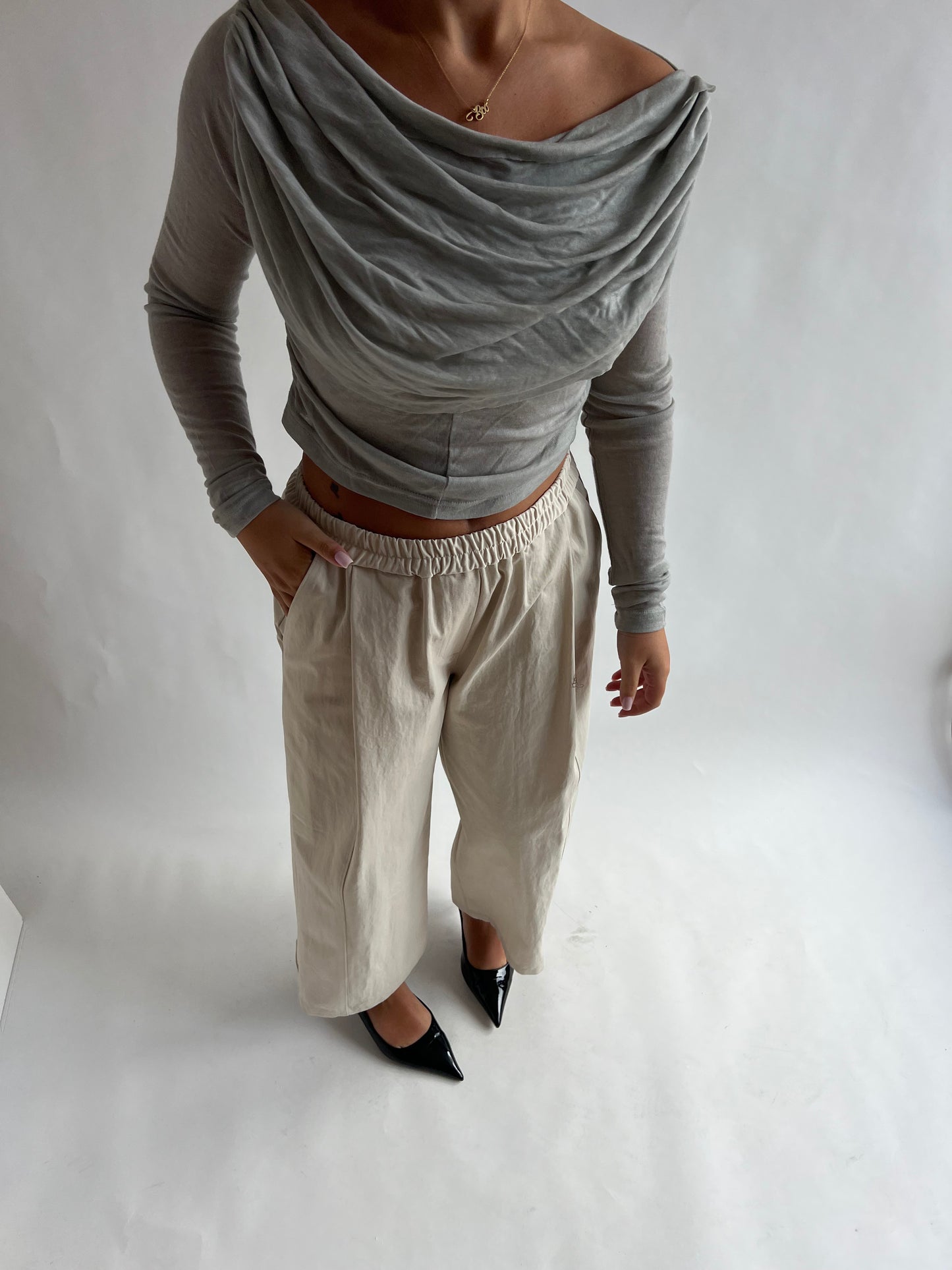 Ivory Low Rise Baggy Pants
