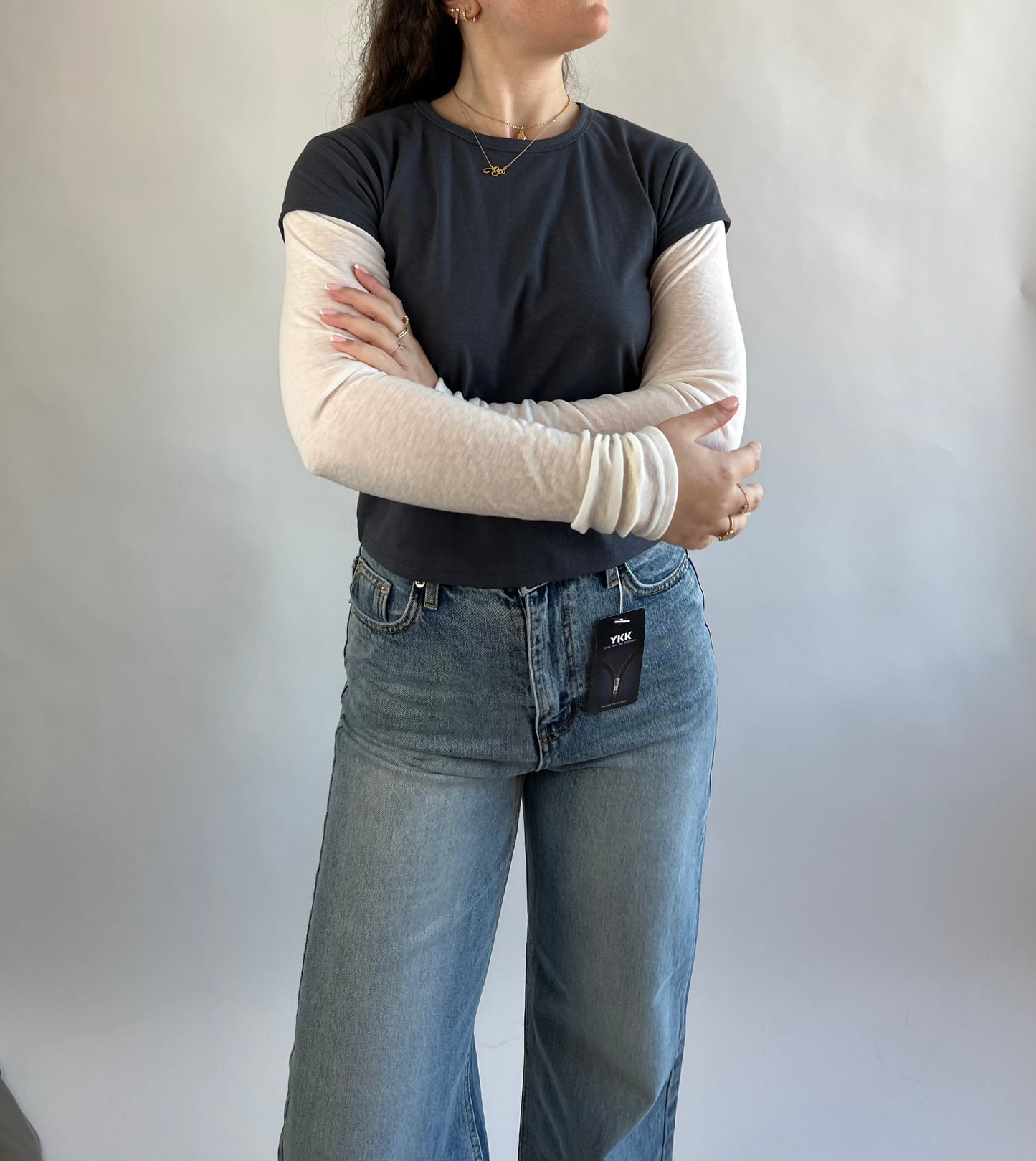 Layered Charcoal and Semi-Transparant Shirt