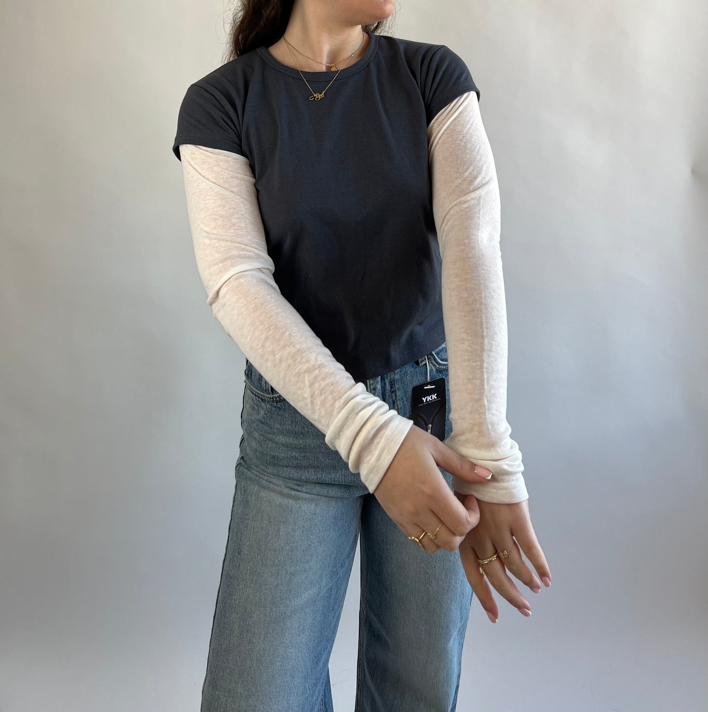 Layered Charcoal and Semi-Transparant Shirt