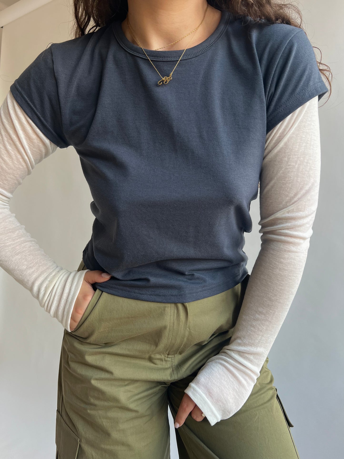 Layered Charcoal and Semi-Transparant Shirt