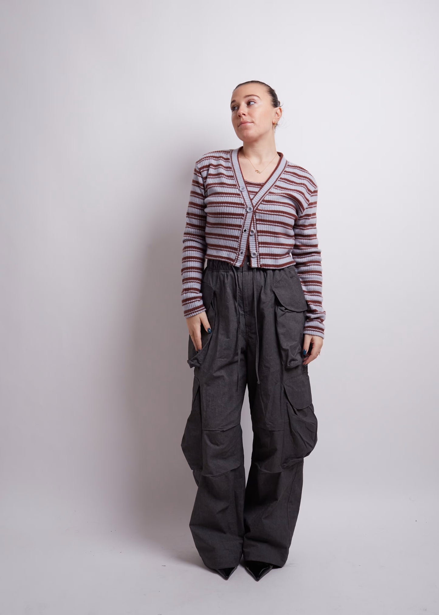 Cropped Striped Top and Cardigan