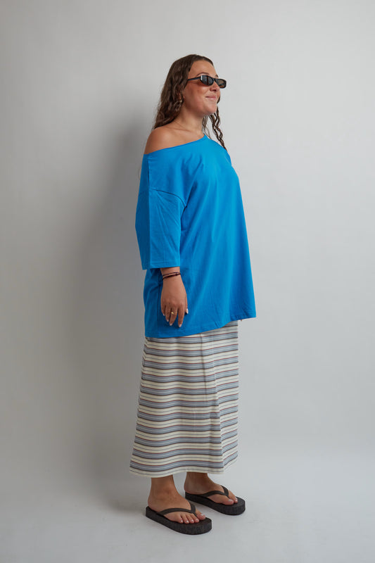 Ivory Striped Maxi Skirt