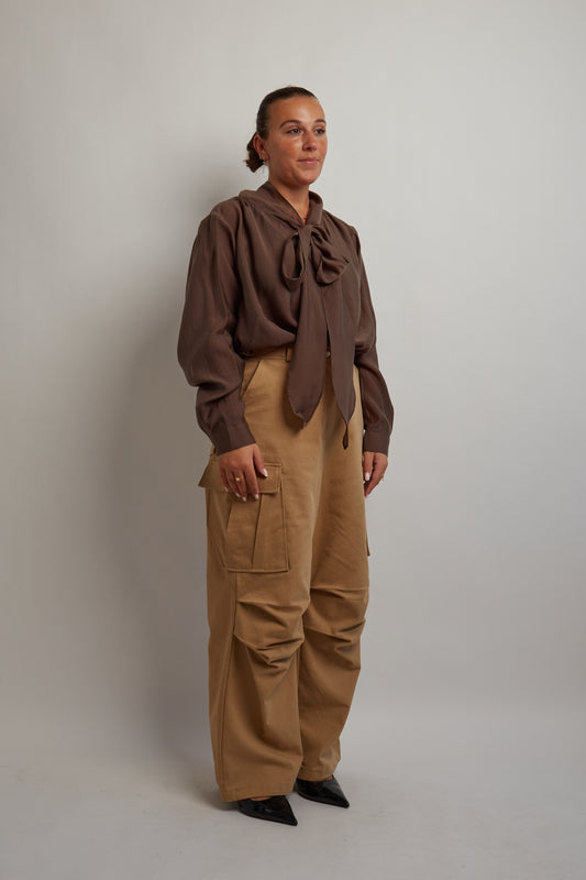 Brown Blouse With Scarf