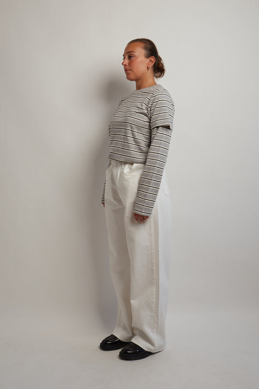 Grey Striped Layered Long Sleeve