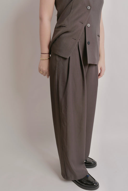 Houtskool geplooide broek