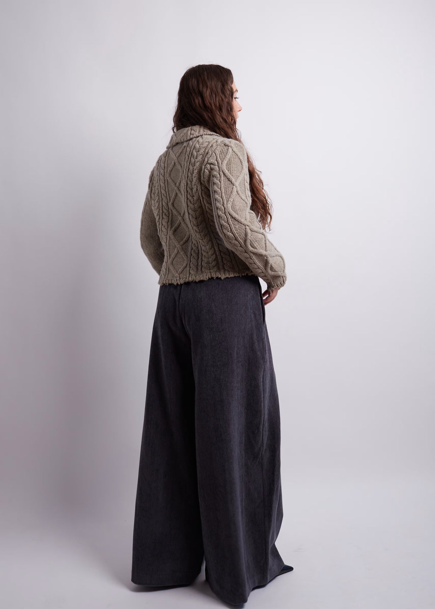 Sage Cropped Distressed Cardigan