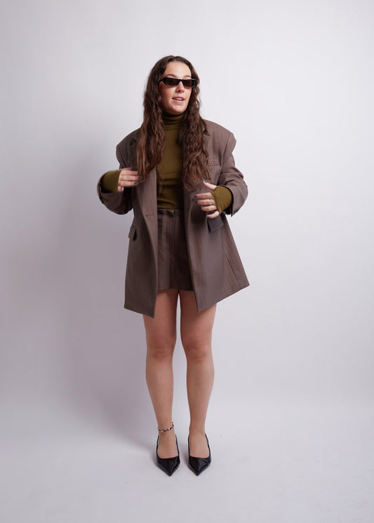 Brown Pinstripe Blazer