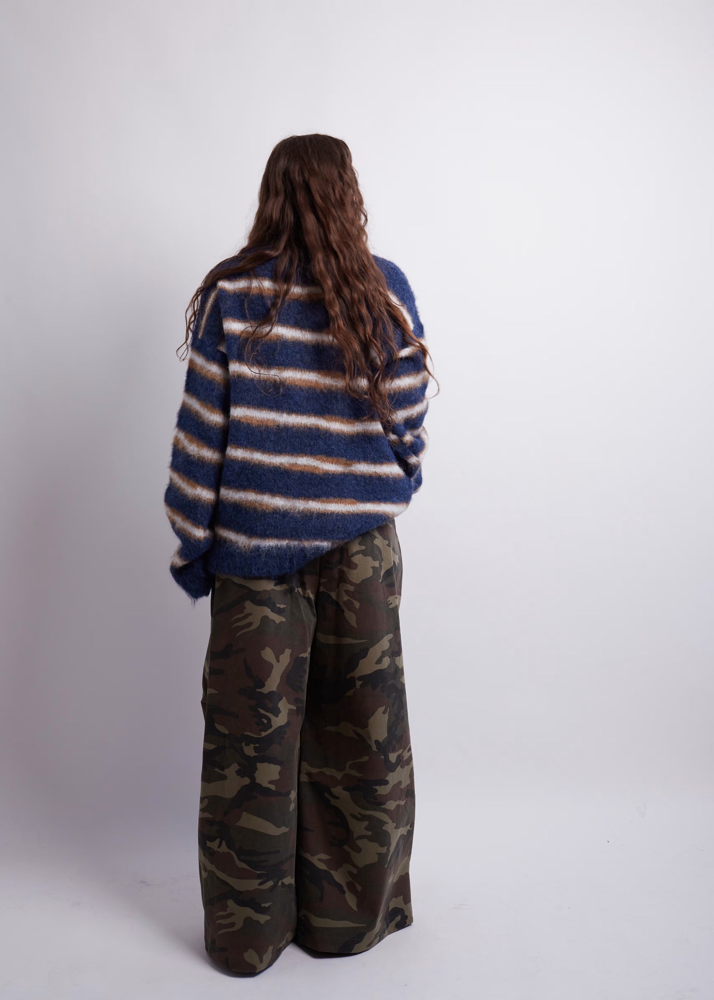 Blue and Orange Striped Knit