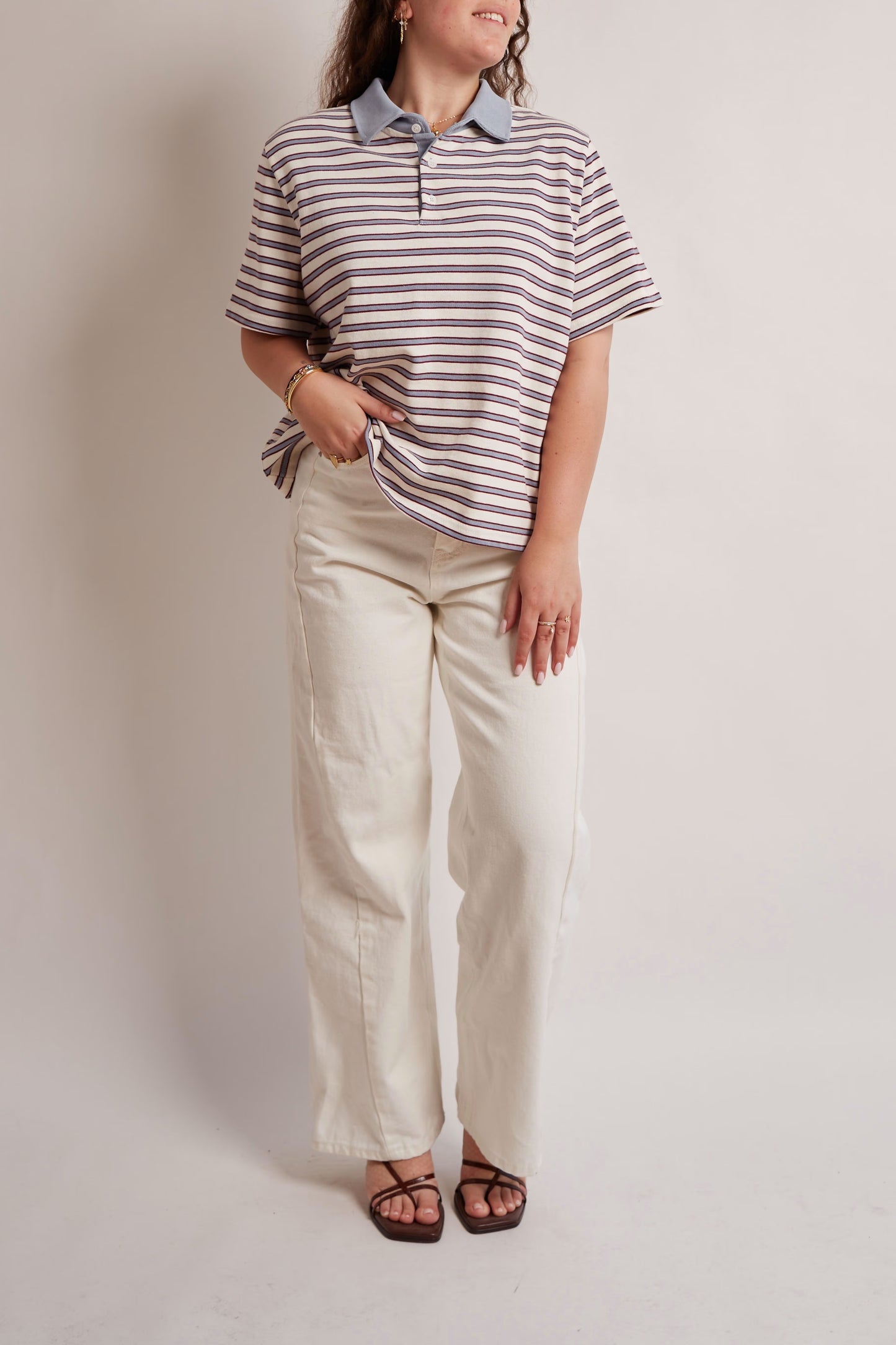 Blue and Red Striped Polo