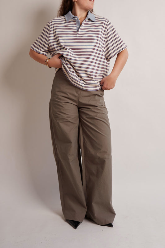 Blue and Red Striped Polo