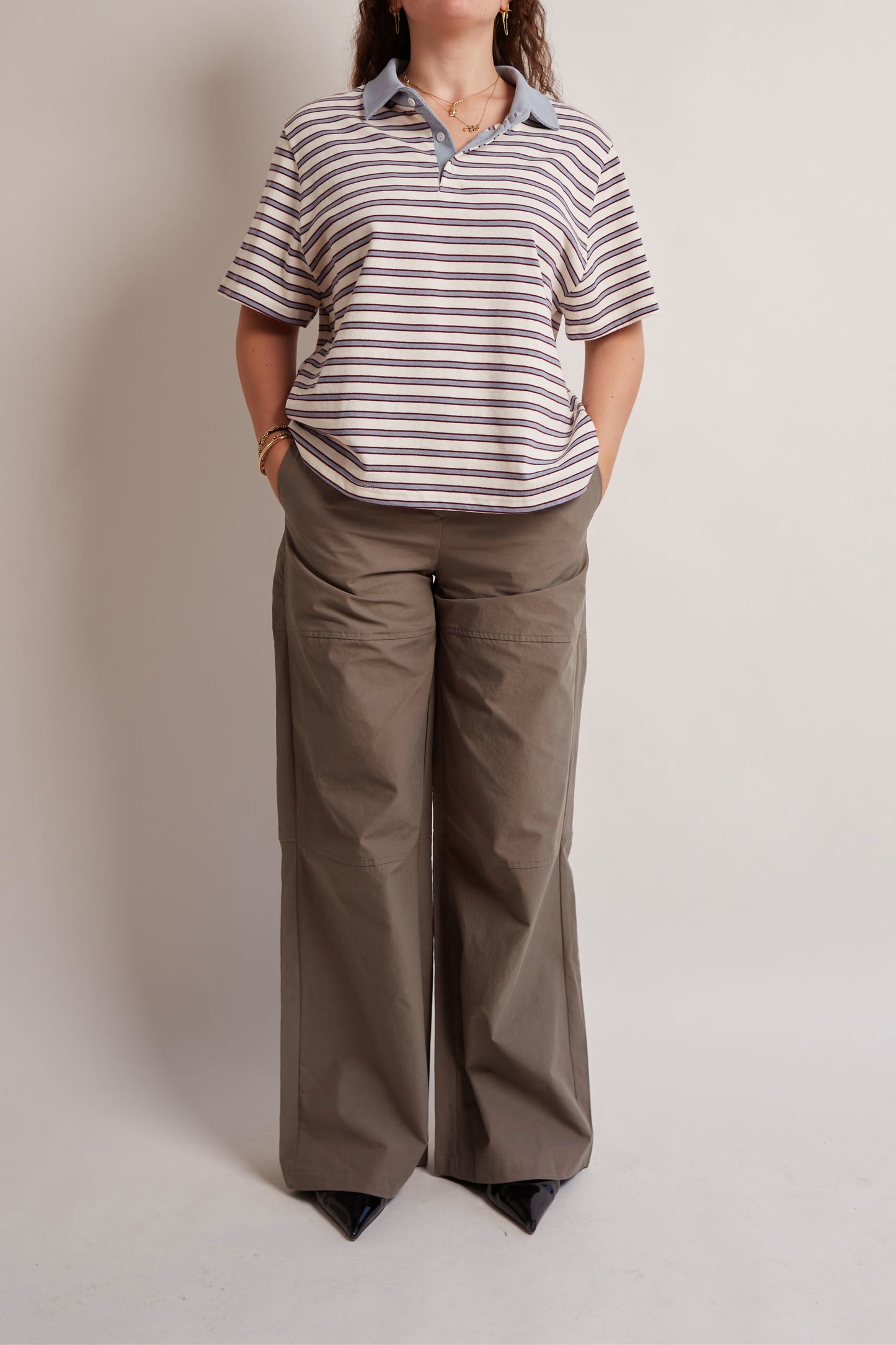Blue and Red Striped Polo