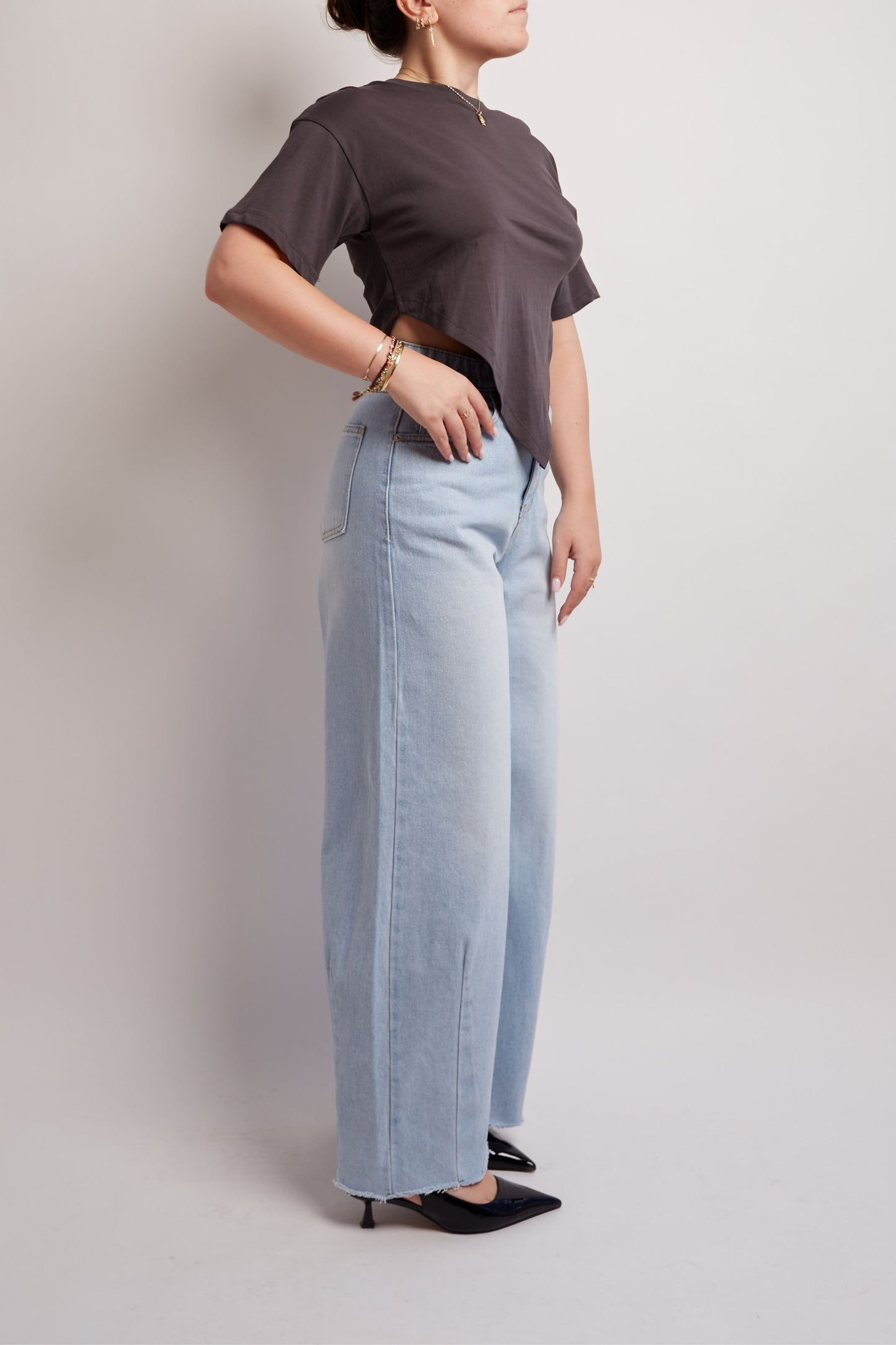 Grey Cut-Out Crop Top
