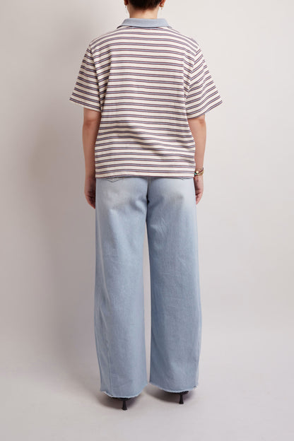 Blue and Red Striped Polo