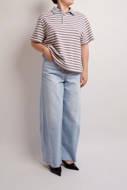 Blue and Red Striped Polo