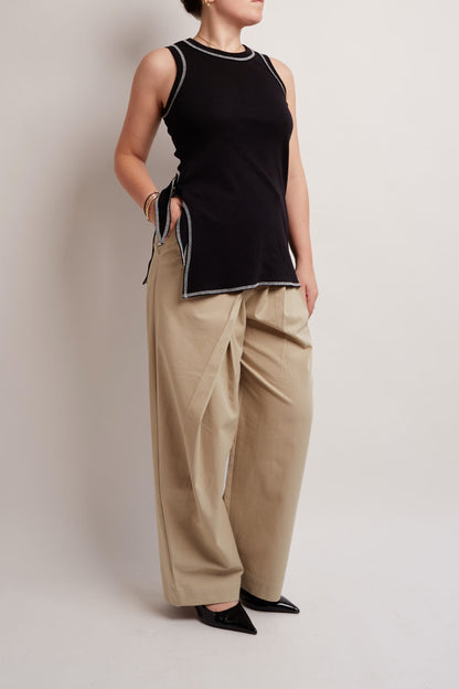 Beige Layered Pants