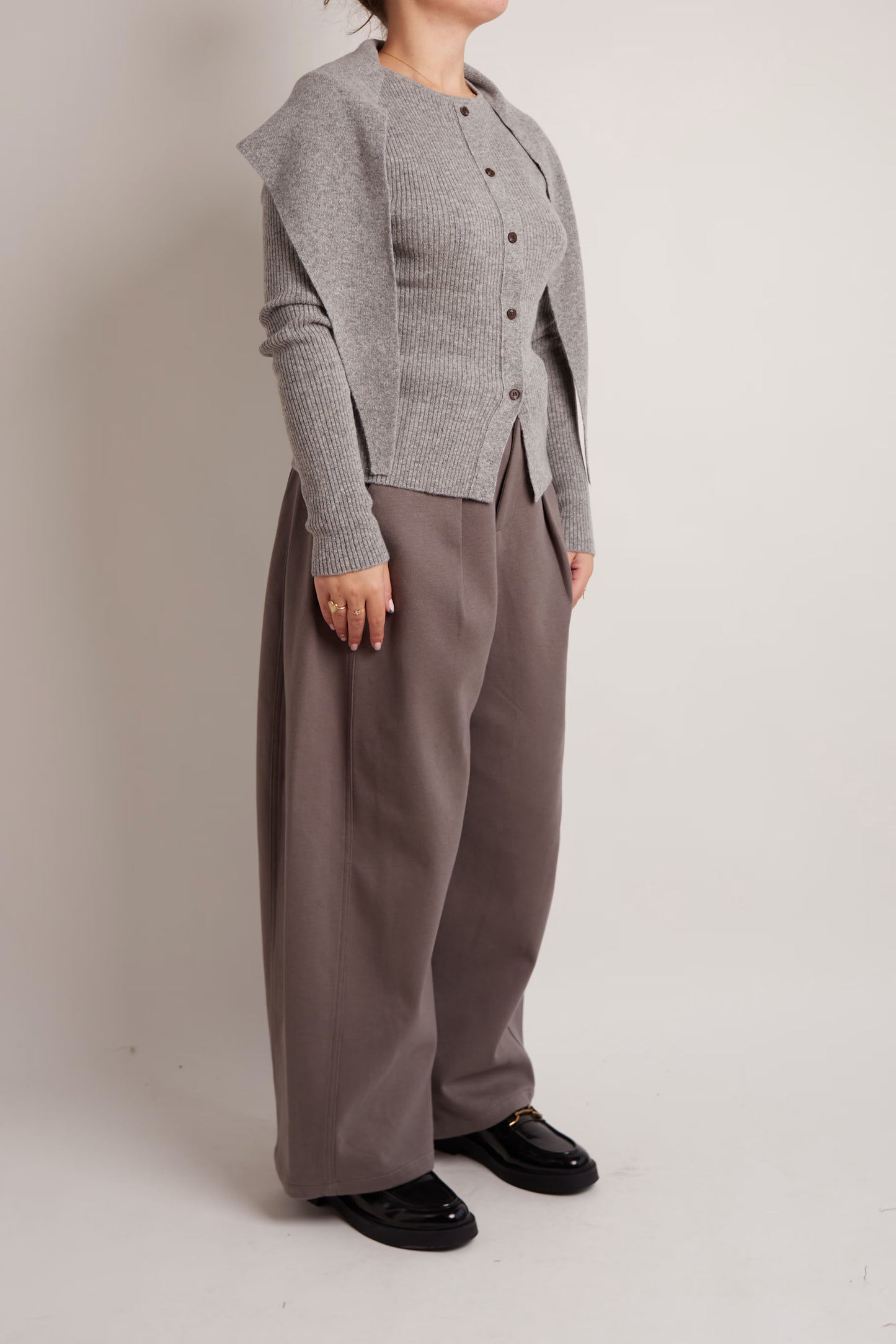 Grey Cardigan With Scarf