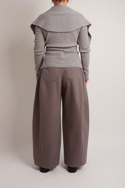 Grey Cardigan With Scarf