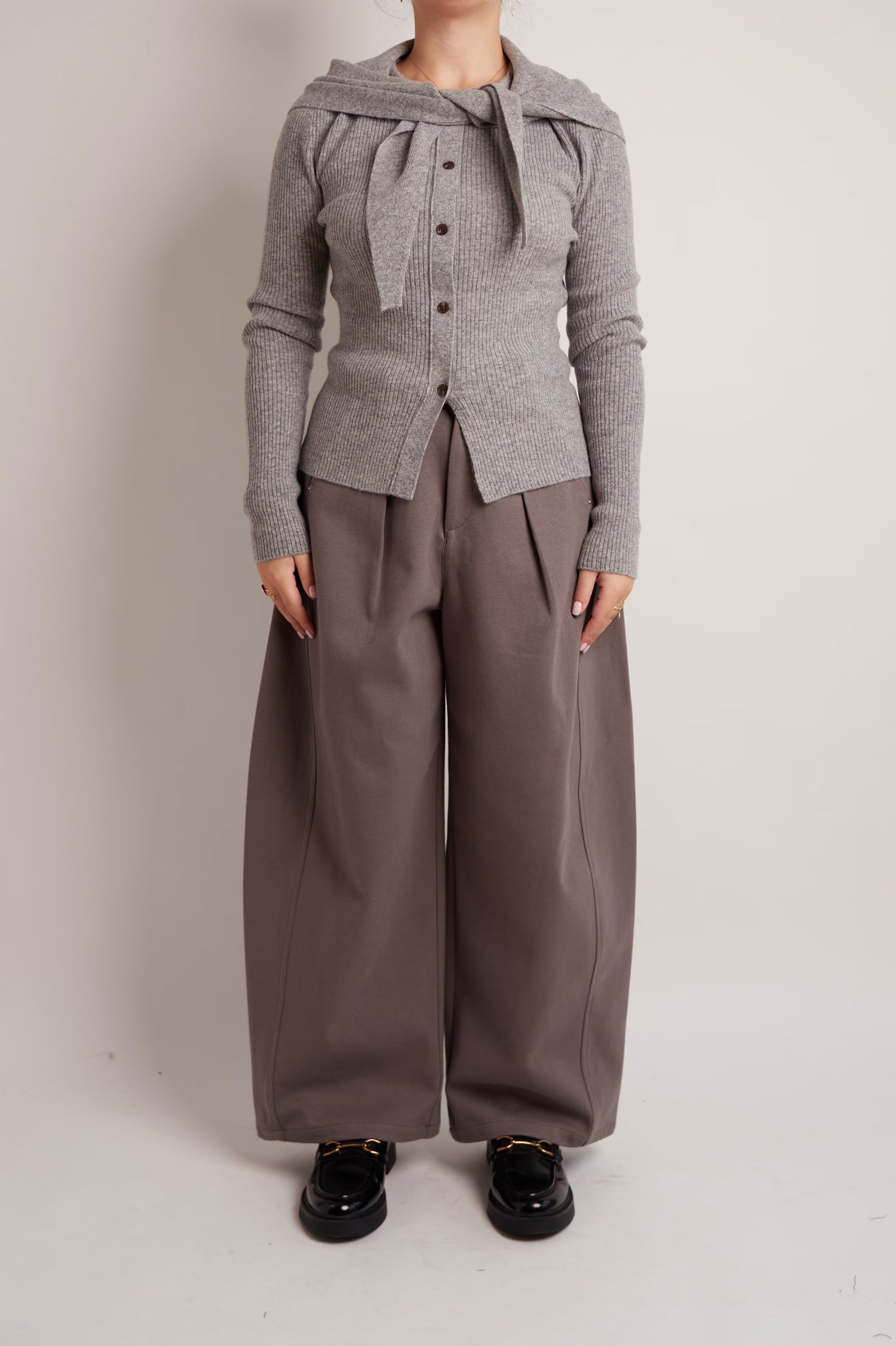 Grey Cardigan With Scarf