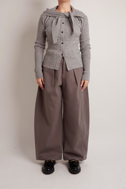 Grey Cardigan With Scarf