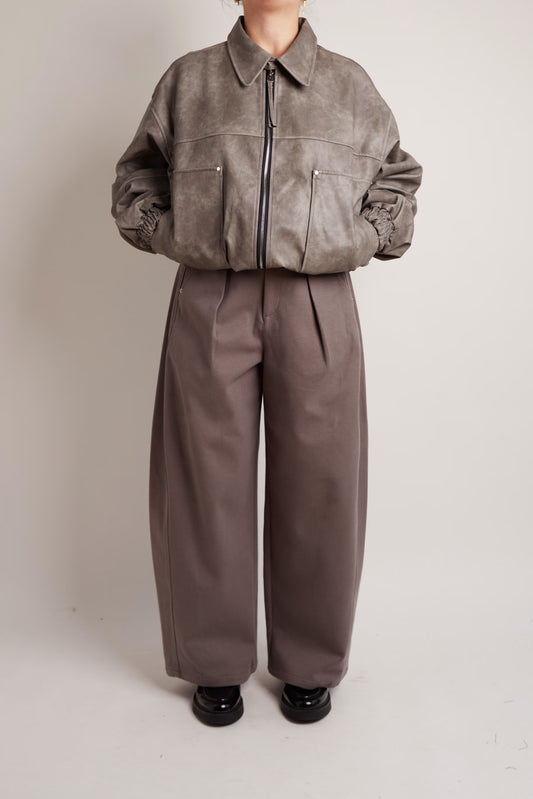 Washed Grey Leather Jacket