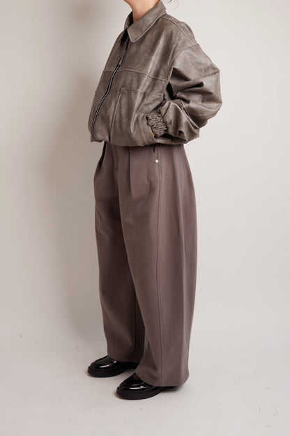 Washed Grey Leather Jacket