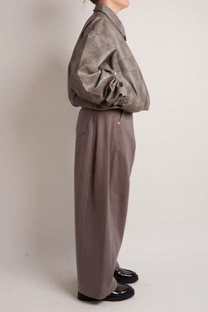 Washed Grey Leather Jacket