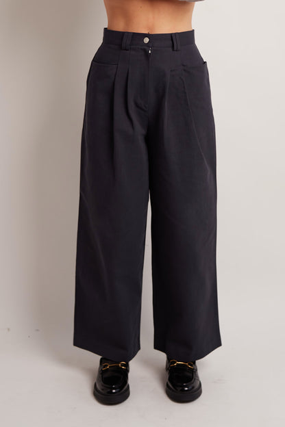 Navy Pintuck Pants