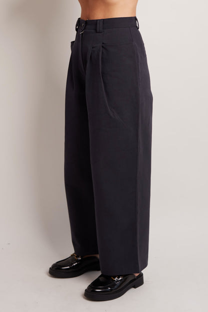 Navy Pintuck Pants