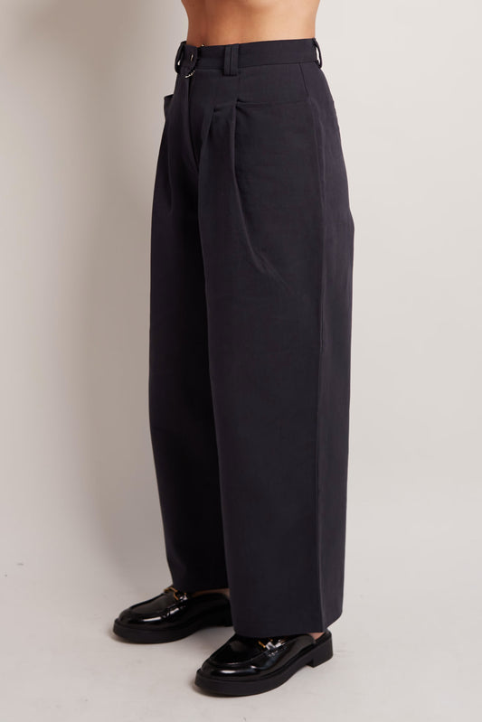 Navy Pintuck Pants